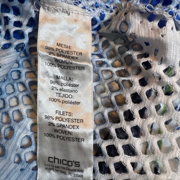 Chicos water color swimsuit mesh cover up Kimono size 2 Beach Resort - Picture 7 of 7